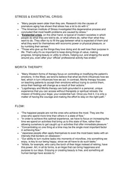 STRESS & EXISTENTIAL CRISIS: 
• 
“Many people seem older than they are. Research into the causes of 
premature aging has show
