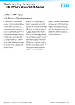 10 | Daños de pistones – Detección y reparación 
MSI Motor Service International
Daños de pistones
3.1 Gripado por falta de j