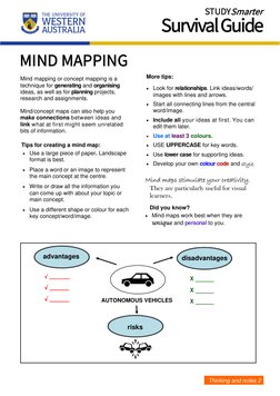 STUDYSmarter 
Survival Guide  
MIND MAPPING  
Mind mapping or concept mapping is a 
techn