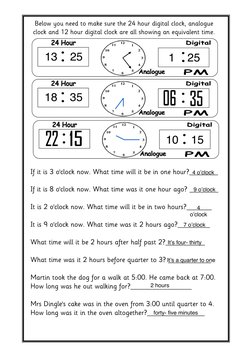 Time Assessment Worksheet | PDF | Clock | Horology