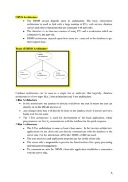 6 
DBMS Architecture 
• The DBMS design depends upon its architecture. The basic client/server 
architecture is used to dea