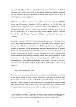 7/56 
priest south of the Thames who could understand a letter in Latin or translate one into English” 
(Alexander, 2