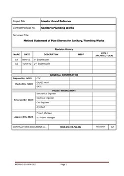 Pipe Works Method Statement Pipe Sleeve Installation Method Statement | PDF | Quality Assurance ...