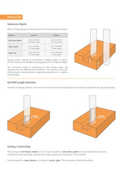 Immersion Depth:
While milling a groove we recommend the following immersion depth:
During contour milling we recommend a lat