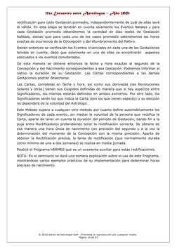15to Encuentro entre Astrólogos – Año 2001
15to Encuentro entre Astrólogos – Año 2001
rectificación para cada Gestación prome