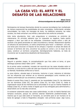 15to Encuentro entre Astrólogos – Año 2001
15to Encuentro entre Astrólogos – Año 2001
LA CASA VII: EL ARTE Y EL
LA CASA VII: