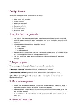 Code Generation Design Issues in Compilers | PDF | Computer Program ...