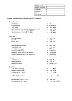 Cantilever Beam Design Calculations | PDF | Bending | Beam (Structure)