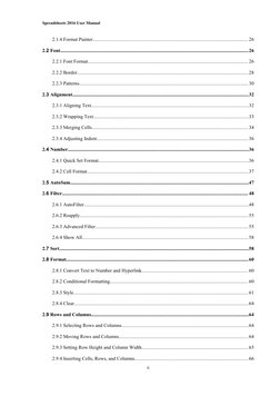 Spreadsheets 2016 User Manual
ii
2.1.4 Format Painter........................................................................