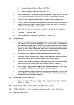 3.
Extruded Structural Pipe and Tube: ASTM B429
4.
Welding Rods and Bare Electrodes: AWS A5.10
B.
Steel Reinforcement:  ASTM