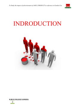 3
To Study the impact of advertisement of AMUL PRODUCT to reference to Gondia City
INDRODUCTION
N.M.D COLLEGE GONDIA
