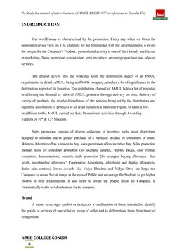 4
To Study the impact of advertisement of AMUL PRODUCT to reference to Gondia City
INDRODUCTION
Our world today is characteri