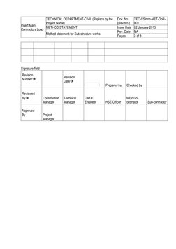 Method Statement for Sub-Structure Works | PDF | Deep Foundation | Concrete