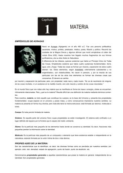 TRILCE
Capítulo
1
MATERIA
EMPÉDOCLES DE ACRAGAS
Nació en Acragas (Agrigento) en el año 483 a.C. Fue una persona polifacética: