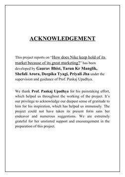 project report on nike brand