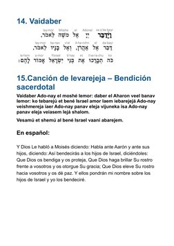 14. Vaidaber
 
15.Canción de Ievarejeja – Bendición 
sacerdotal
Vaidaber Ado-nay el moshé lemor: daber el Aharon veel banav