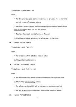 6 
Verb phrase – had + been + V4 
Uses: 
▪ For the previous past action which was in progress for some time 
period, in c