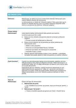 Copyright © Brien Holden Vision Institute 2012 
Paquete de capacitación en errores refractivos 
RETINOSCOPIA – MANUAL DEL E
