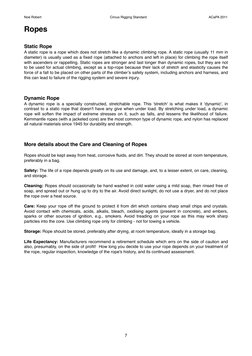 Ropes
Static Rope
A static rope is a rope which does not stretch like a dynamic climbing rope. A static rope (usually 11 mm i