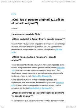 jw.org
¿Cuál fue el pecado original? (¿Cuál es
el pecado original?)
4-5 minutes
La respuesta que da la Biblia
 ¿Cómo perjudic