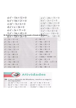 08. Resolva as equações do 2º Grau usando a fórmula de Bhaskara:
