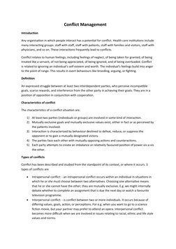 Conflict Management
Introduction 
Any organisation in which people interact has a pot