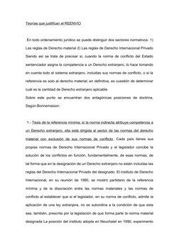 Teorías que justifican el REENVIO
 En todo ordenamiento jurídico se puede distinguir dos sectores normativos: 1)
Las reglas d