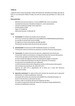 TAREA 01
Luego de revisar el Caso de Estudio y Videos del Sistema de Telecabinas de Kuélap, describa las
fases en una Asociac