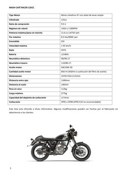 5 
MASH CAFÉ RACER 125CC 
 
 
 
 
 
 
 
 
 
 
 
 
 
 
 
 
 
 
 
 
 
 
 
 
 
 
 
 
 
Esta lista esta ofrecida a título inform