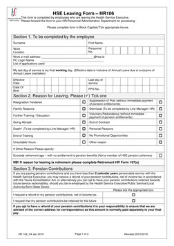 HSE HR106 Leaving Form | PDF | Pension | Payroll