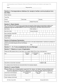 HSE HR106 Leaving Form | PDF | Pension | Payroll