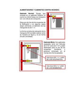 ALIMENTADORES Y GABINETES CONTRA INCENDIO: 
 
Gabinete 
Normal: 
Equipo 
que 
consiste en un gabinete metálico, el 
cual en s