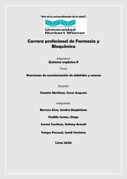 “Año de la universalización de la salud”. 
 
 
Carrera profesional de Farmacia y 
Bioquímica 
 
 
Asignatura: 
Química orgáni