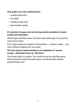 This guide is for men suffering from: 
• erectile dysfunction
• low libido
• inability to stay hard
• poor erection quality
I