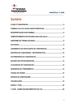 APOSTILA 1º GUB  
______________________________________________________________________ 
 
2 
 
Sumário 
O QUE É TAEKWO