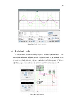 10 
 
 
C 
 
Figura 9: gráfico do circuito resistivo. 
 
 
4.2. 
Circuito Indutivo em CA 
Se alimentarmos um indutor ideal (n