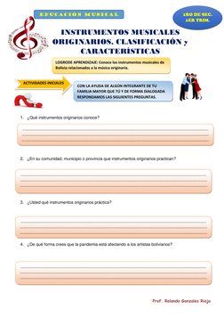 Prof. Rolando Gonzales Rioja 
1RO DE SEC. 
1ER TRIM. 
 
 
 
 
 
 
 
 
 
 
 
 
1. ¿Qué instrumentos originarios conoce?