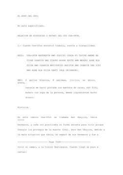 EL ESHU DEL ODU:  
  
No está especificado.  
  
RELACION DE HISTORIAS O PATAKI DEL ODU OSA-OFUN.  
  
1.- Cuando Osa-Ofun en