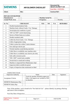 Blower Checklist.pdf Air Blower Maintenance Checklist | PDF | Technology & Engineering