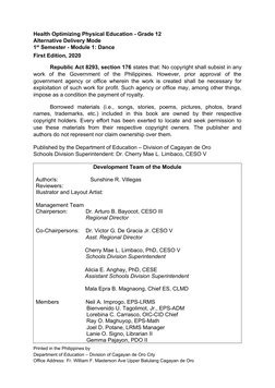 HOPE 3: Grade 12 Dance Module 1 | PDF | Aerobic Exercise | Glycolysis
