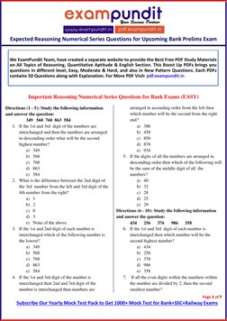 Expected Reasoning Numerical Series Questions For Upcoming Bank Prelims ...