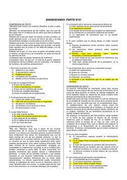BANQUEANDO- PARTE N°01  
 
COMPRESIÓN DE TEXTO 
"¡Benditos sean la paz y su cosecha! ¡Benditos, el amor y todos 
sus frutos!