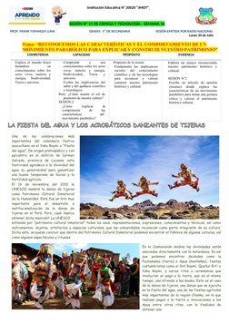 Institución Educativa No 20020 “JMOT” 
            SESIÓN N° 15 DE CIENCIA Y TECNOLOGÍA - SEMANA 16
            PROF. FRANK Y