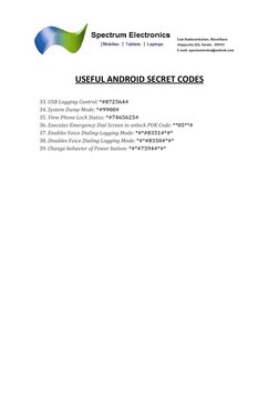 Essential Android Secret Codes List | PDF