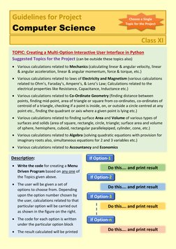 Guidelines for Project 
Computer Science 
Class XI 
Descrip