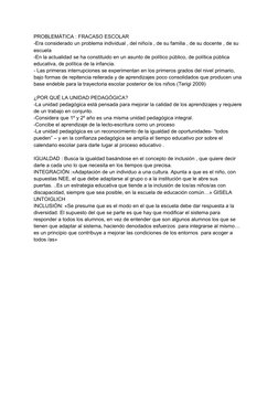 PROBLEMÁTICA : FRACASO ESCOLAR
-Era considerado un problema individual , del niño/a , de su familia , de su docente , de su