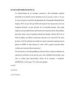 III. REVISIÓN BIBLIOGRÁFICAS
La  fenomenología  de  un  concepto,  estructura  o  idea  matemática  significa
describirlo en