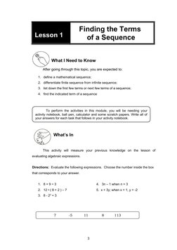 Mathematics: Quarter 1 - Module 1: Generating Patterns | PDF | Sequence ...
