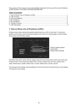 1
The purpose of this manual is to provide detailed instruction for the use of the Line of Positions
(LOPs) function in the F