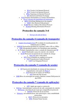  
IPv4 Versão 4 do Internet Protocol 
 
IPv6 Versão 6 do Internet Protocol 
 
IPSec Segurança do Internet Protocol 
 
IPX